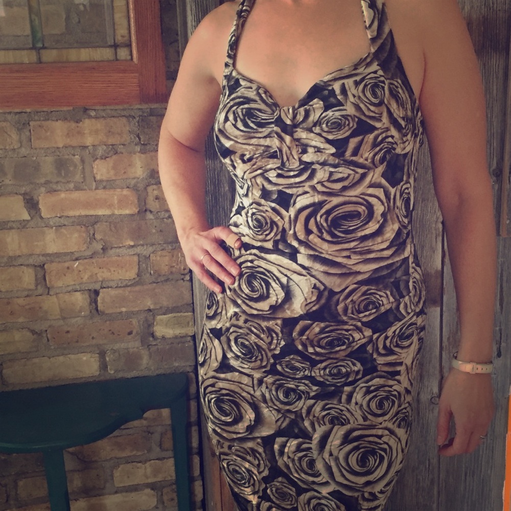 Tatyana Halter Velvet Rose Dress